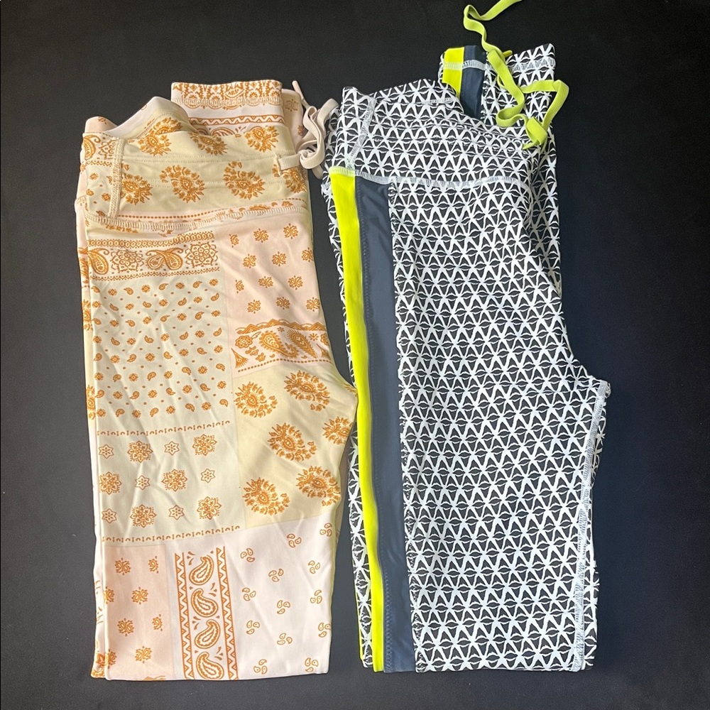 The Upside Patterned Leggings - Cream and Black